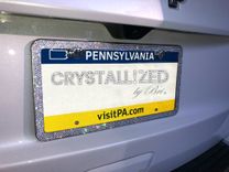 Crystallized Bling Slim License Plate Frame Genuine European Crystals Bedazzled 1 small