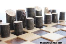 Chess Set With Torched Board And Tree Pieces 3 small