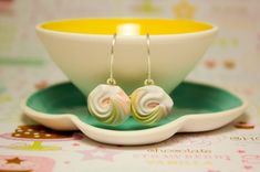 Pastel Pink Rose Earrings // Drop Earrings { Meringue Collection } 1 small