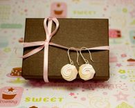 Pastel Pink Rose Earrings // Drop Earrings { Meringue Collection } 2 small