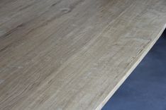 Parabola-Shaped Oak Table With Ebonized Base 2 small