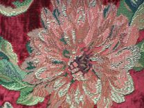 Lumbar Pillow ,Red Velvet,With Flower And Curly Trim. 4 small