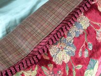 Lumbar Pillow ,Red Velvet,With Flower And Curly Trim. 3 small