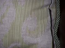 Pillow,With Greeng And Brown Cord.Mint Fabric. 3 small