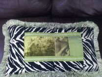 Zebra Fabric Lumbar Pillow With A Two Layers Trim 2 small