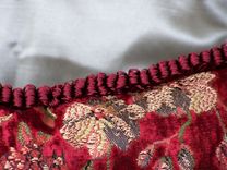 Lumbar Pillow ,Red Velvet,With Flower And Curly Trim. 5 small