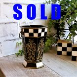 Vase Whimsical Checks Decor Vintage Art Vase Hand Painted Checks Decor 1 small