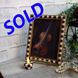 Hand Painted Checks Vintage Checked Picture Frame With Checked Tea Light Candle 1 small