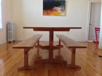Cherry Trestle Table And Benches 1 small