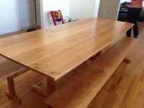Cherry Trestle Table And Benches 4 small