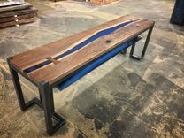 Black Walnut & Blue Resin Tv Stand 2 small