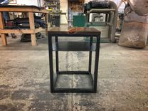 Liquid Copper, Walnut, And Blued Steel Side Table 2 small