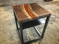 Liquid Copper, Walnut, And Blued Steel Side Table 3 small
