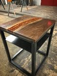 Liquid Copper, Walnut, And Blued Steel Side Table 4 small