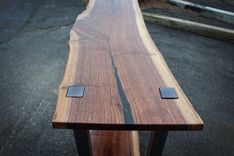 Black Walnut & Steel Sofa Table 4 small
