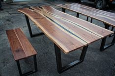 Black Walnut & Black Resin Dining Table 4 small