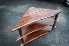 Walnut And Steel Corner Entertainment Center 1 small