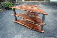 Walnut And Steel Corner Entertainment Center 3 small