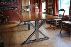 Birch And Steel Trestle Dining Table 2 small