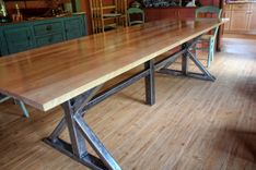 Birch And Steel Trestle Dining Table 3 small