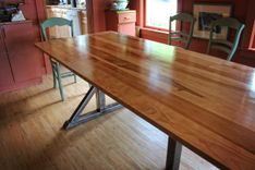 Birch And Steel Trestle Dining Table 4 small