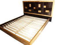 Patterned Bed Headboard W/ Zebrawood Frame 3 small