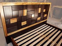 Patterned Bed Headboard W/ Zebrawood Frame 2 small