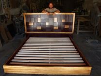 Patterned Bed Headboard W/ Zebrawood Frame 4 small