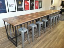 Reclaimed Wood And Steel Industrial High Top Conference Table 1 small