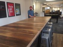Reclaimed Wood And Steel Industrial High Top Conference Table 4 small