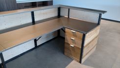 Contemporary Reclaimed Wood And Steel Reception Desk 6 small