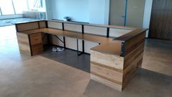 Contemporary Reclaimed Wood And Steel Reception Desk 5 small