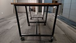 Reclaimed Oak High-Top Work Table W/ Casters 5 small