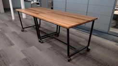 Reclaimed Oak High-Top Work Table W/ Casters 6 small