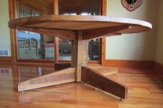 6' Round Barn Beam Dinning Table 4 small