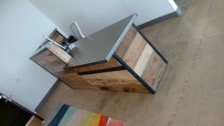 Reclaimed Wood/Steel Reception Desk 6 small