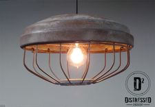 Repurposed Chicken Feeder Pendant Light, Edison Bulb Included 1 small