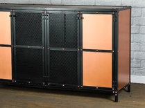 Industrial Copper Credenza, Modern Copper Buffet, Copper Liquor Cabinet, Industrial Media Console, 3 small