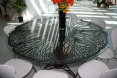 Plasma Cut Metal Outdoor Tables - Cafe, Porch, Dining 5 small