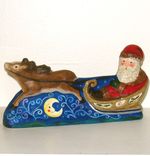 Christmas Chalkware Santa On Sleigh From An Antique Chocolate Mold 2 small