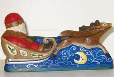 Christmas Chalkware Santa On Sleigh From An Antique Chocolate Mold 3 small