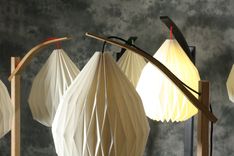 Egret Lamp: Fine Craft / Easy Japanese Joinery Assembly / Color Cord / Origami Shade 1 small