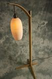 Egret Lamp: Oak With Curved Arm / Cotton Cord / East Fork Pottery Shade / Japanese Joinery Assembly 3 small