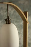 Egret Lamp: Oak With Curved Arm / Cotton Cord / East Fork Pottery Shade / Japanese Joinery Assembly 4 small