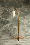 Egret Lamp: Oak With Curved Arm / Cotton Cord / East Fork Pottery Shade / Japanese Joinery Assembly 1 small