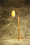 Egret Lamp: Oak With Curved Arm / Cotton Cord / East Fork Pottery Shade / Japanese Joinery Assembly 2 small