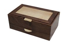 Men's Watch & Valet Box With Sliding Drawer | Solid Figured Walnut And Birdseye Maple 2 small