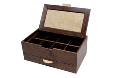 Men's Watch & Valet Box With Sliding Drawer | Solid Figured Walnut And Birdseye Maple 3 small
