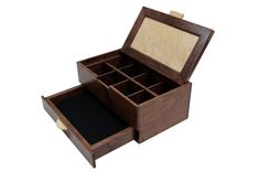 Men's Watch & Valet Box With Sliding Drawer | Solid Figured Walnut And Birdseye Maple 4 small