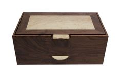 Men's Watch & Valet Box With Sliding Drawer | Solid Figured Walnut And Birdseye Maple 6 small